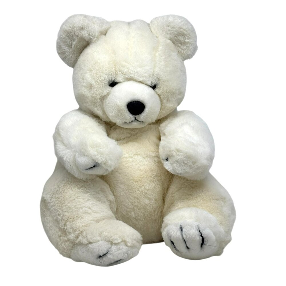 BEGGING BEAR American Wego White Teddy Bear 17" Plush Vintage 80's #8519 *READ*